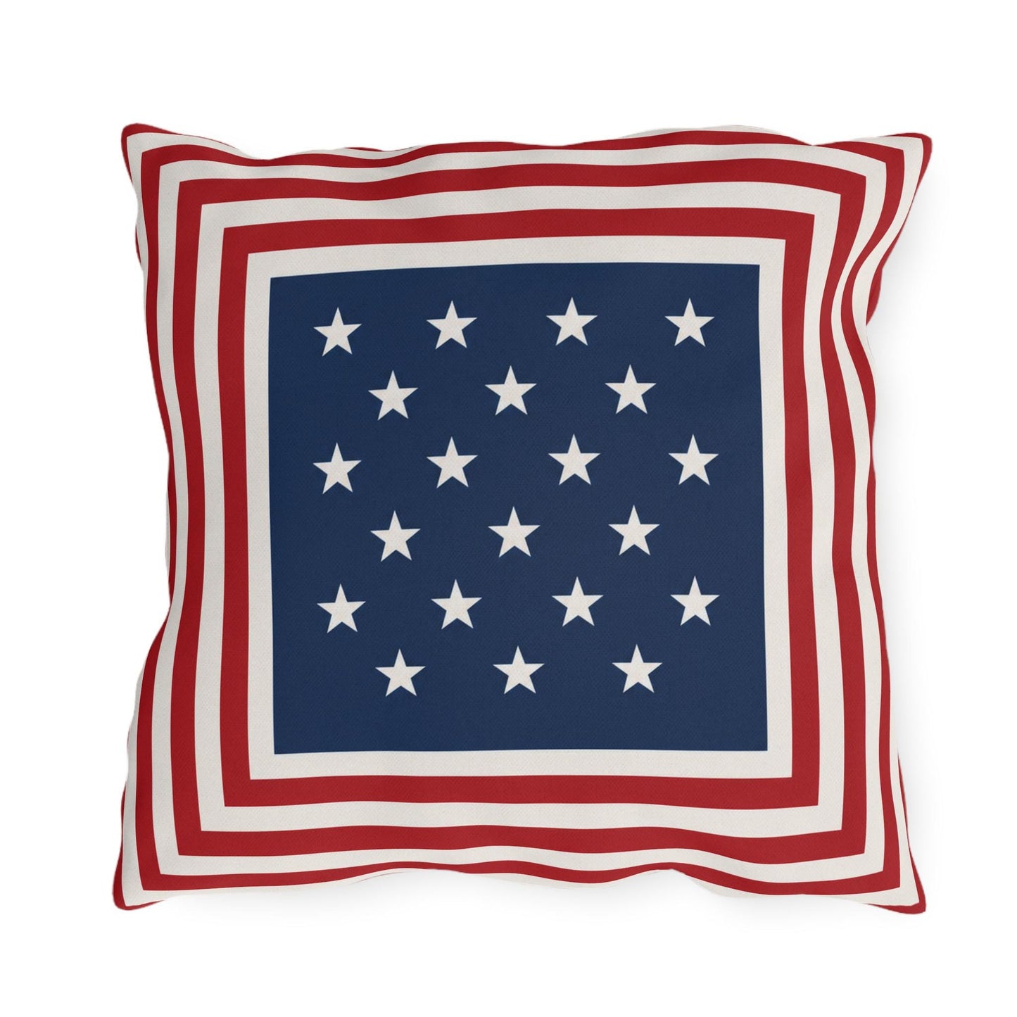 Patriotic Stars & Stripes Outdoor Pillows | Red White Blue Americana Coastal Decor