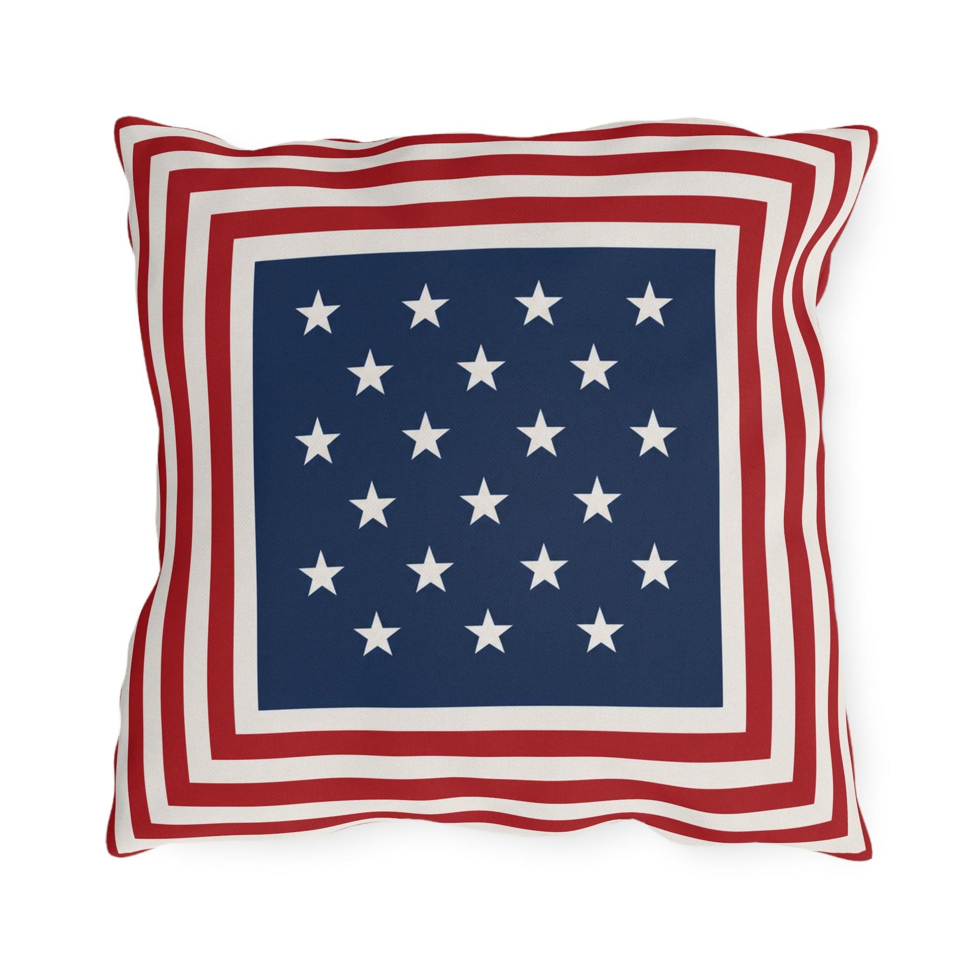 Patriotic Stars & Stripes Outdoor Pillows | Red White Blue Americana Coastal Decor