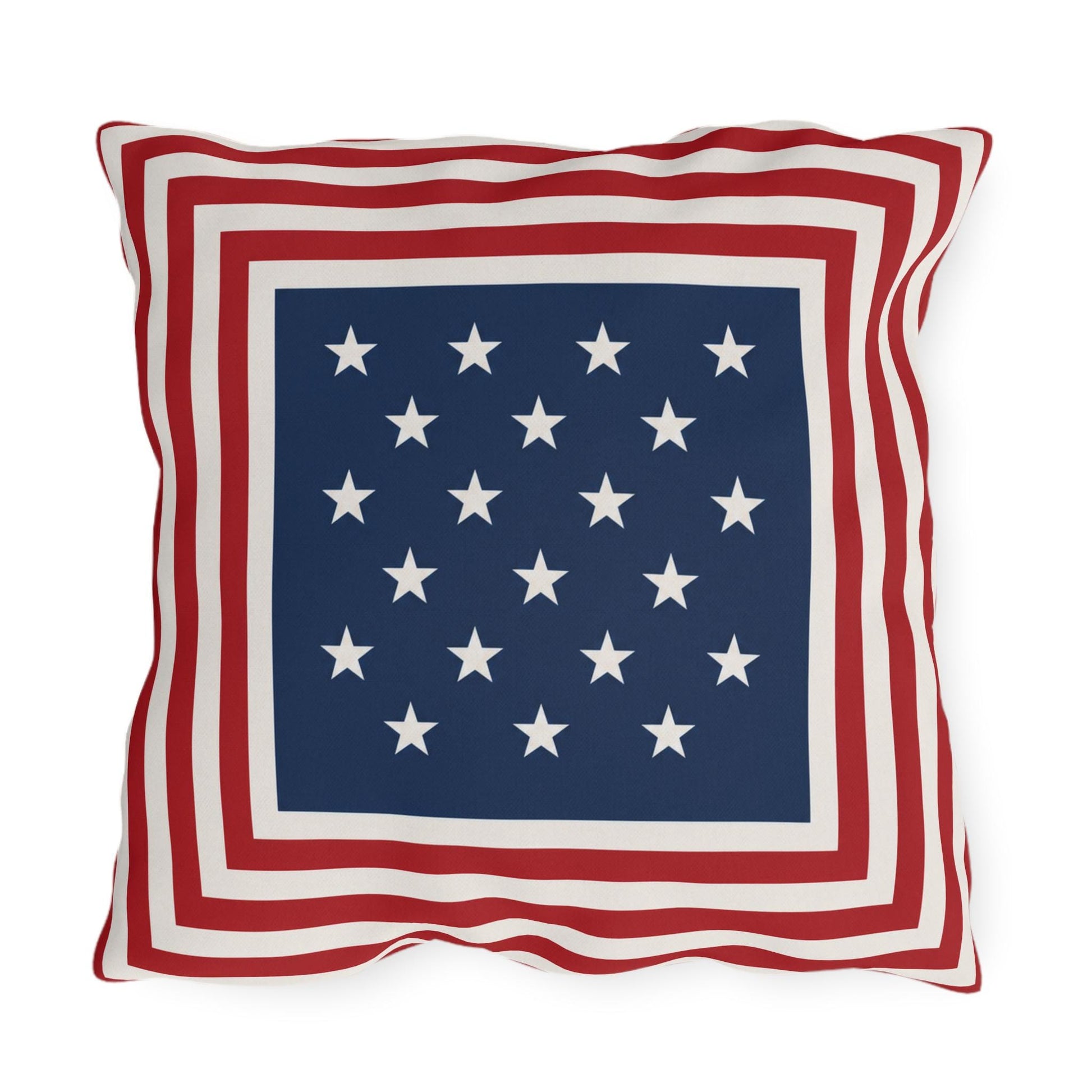 Patriotic Stars & Stripes Outdoor Pillows | Red White Blue Americana Coastal Decor