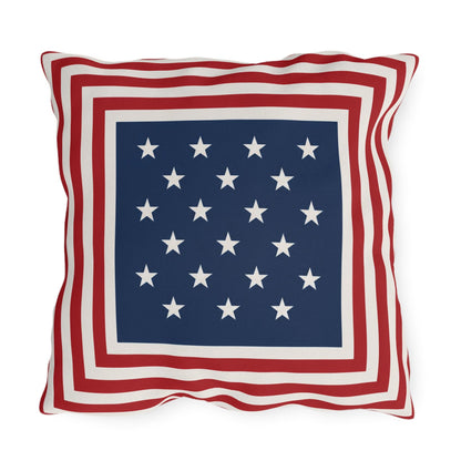 Patriotic Stars & Stripes Outdoor Pillows | Red White Blue Americana Coastal Decor