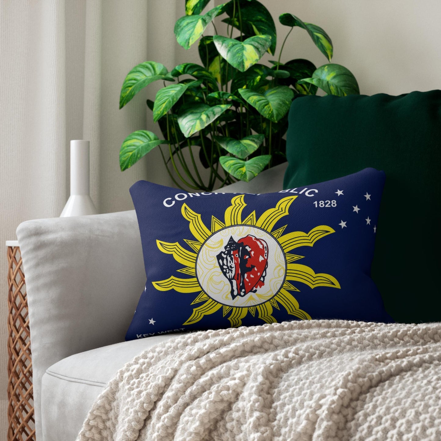 Conch Republic Key West Lumbar Pillow | Florida Keys Coastal Nautical Decor