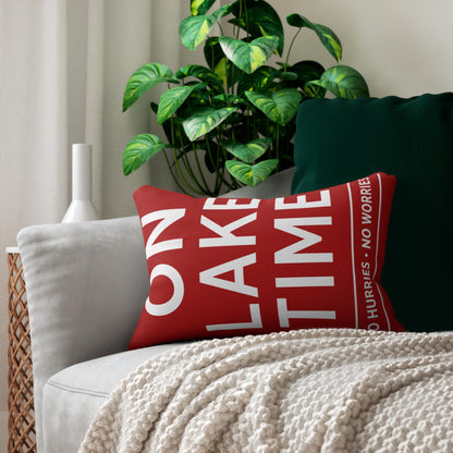 On Lake Time Lumbar Pillow | Red Nautical Lake House Decor