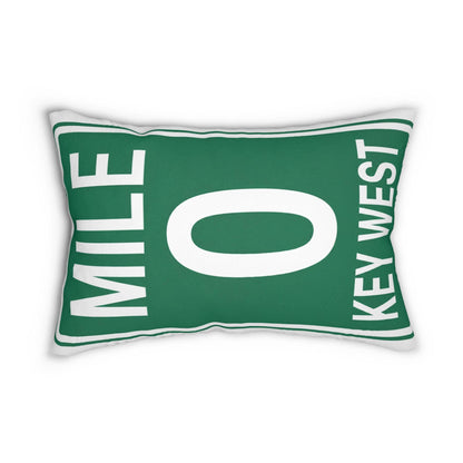 Key West Mile 0 Road Sign Lumbar Pillow 14x20 | Coastal Florida Decor