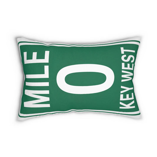 Key West Mile 0 Road Sign Lumbar Pillow 14x20 | Coastal Florida Decor