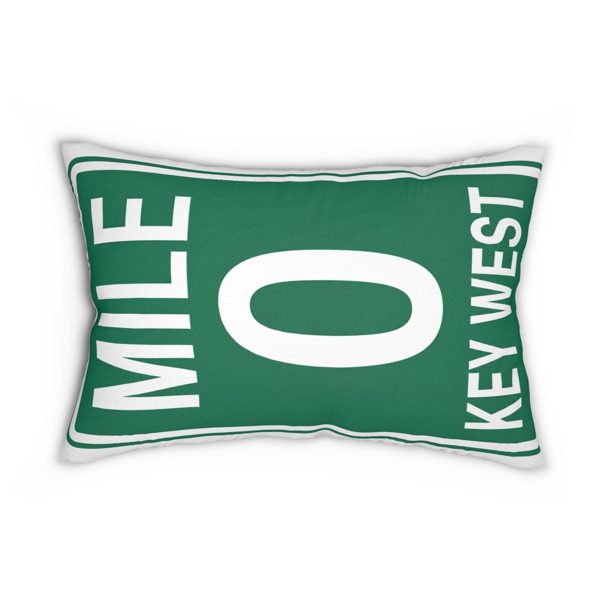 Key West Mile 0 Road Sign Lumbar Pillow 14x20 | Coastal Florida Decor