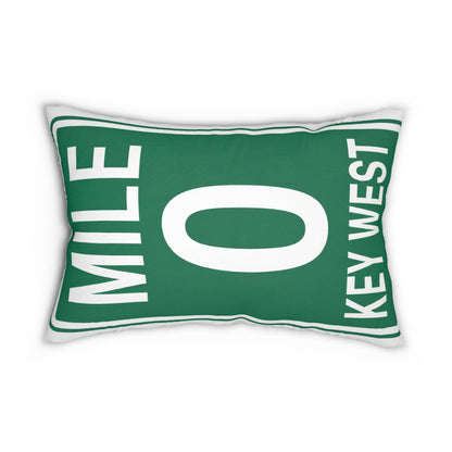 Key West Mile 0 Road Sign Lumbar Pillow 14x20 | Coastal Florida Decor