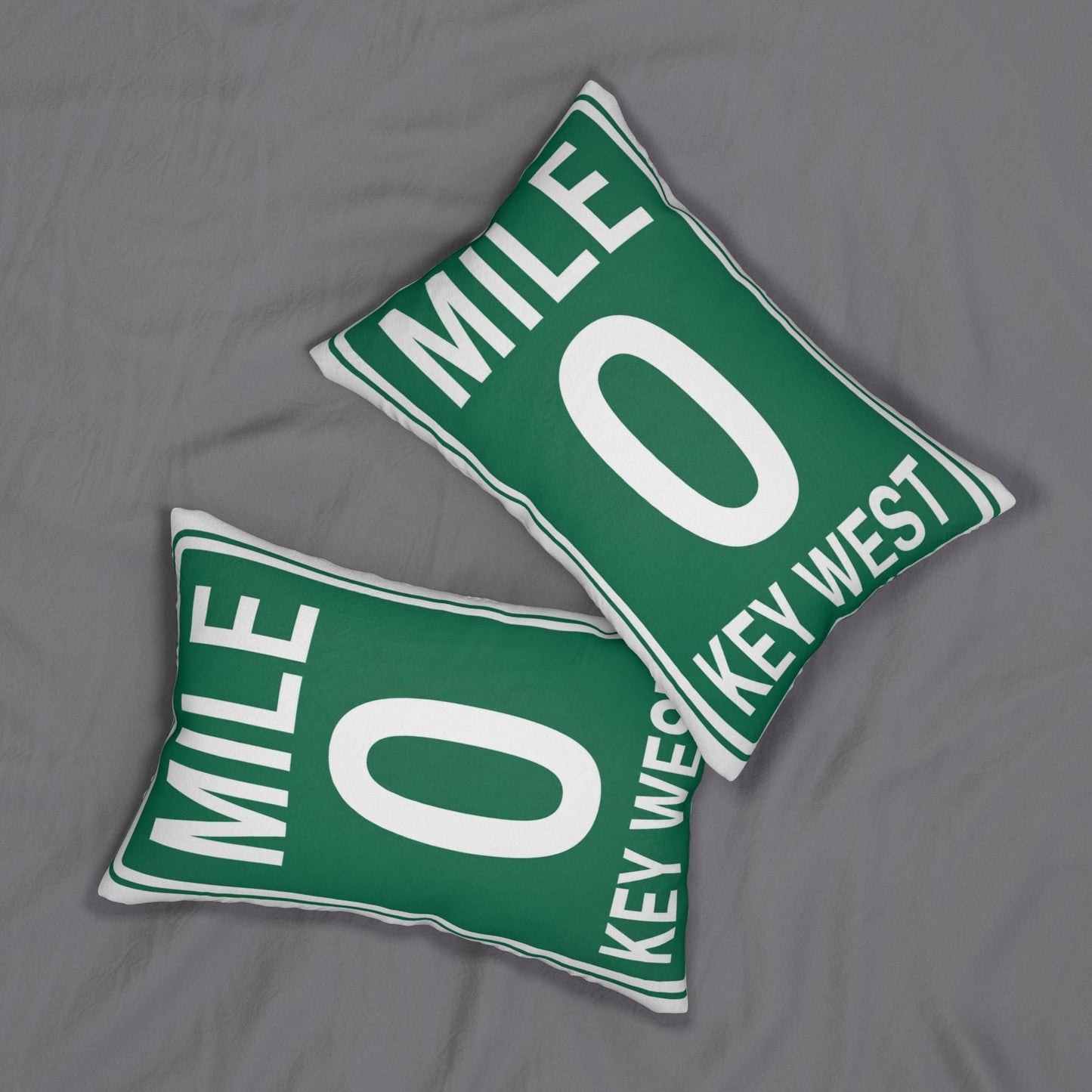 Key West Mile 0 Road Sign Lumbar Pillow 14x20 | Coastal Florida Decor