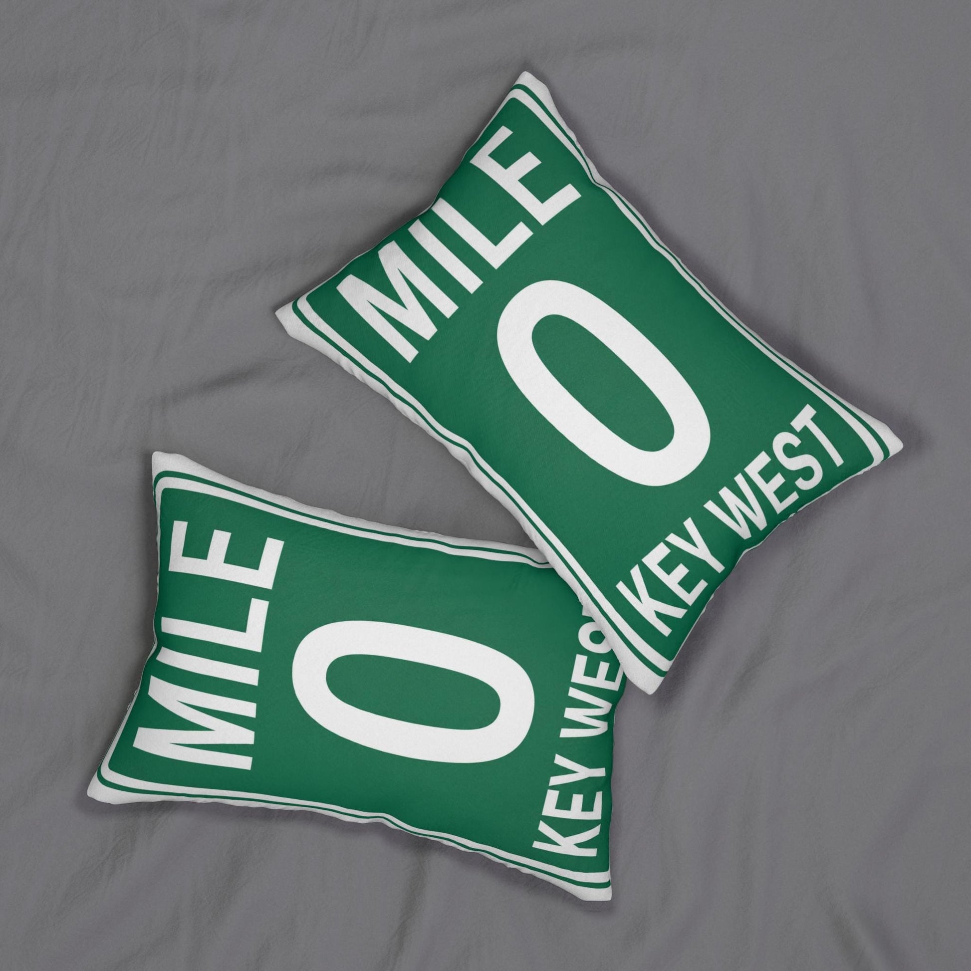Key West Mile 0 Road Sign Lumbar Pillow 14x20 | Coastal Florida Decor