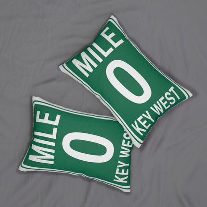 Key West Mile 0 Road Sign Lumbar Pillow 14x20 | Coastal Florida Decor