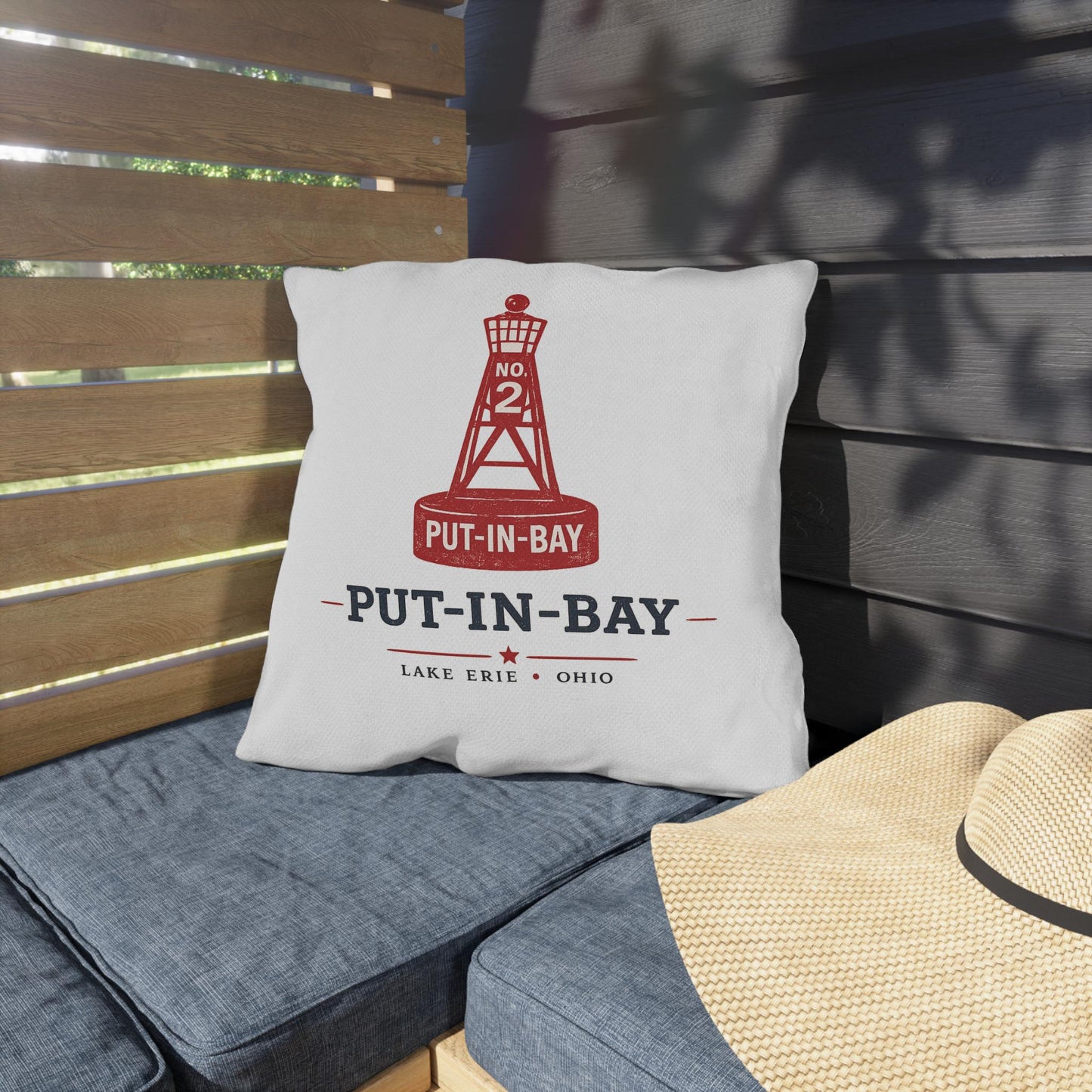 Put-In-Bay Buoy Pillow Outdoor Pillows | Lake Erie Nautical Coastal Throw