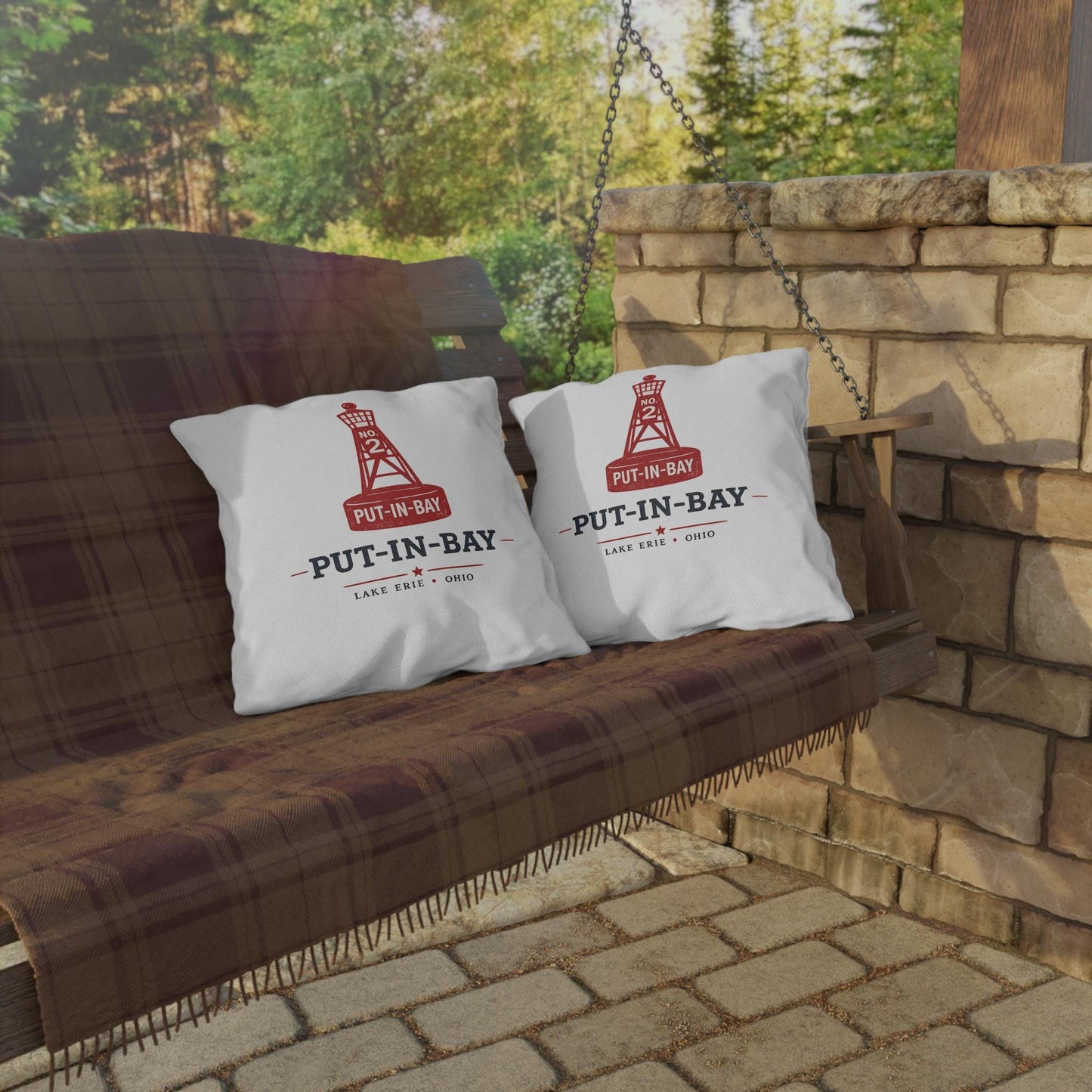 Put-In-Bay Buoy Pillow Outdoor Pillows | Lake Erie Nautical Coastal Throw