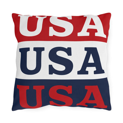 USA Patriotic Throw Pillow | Outdoor Pillows, Red White Blue Americana Accent