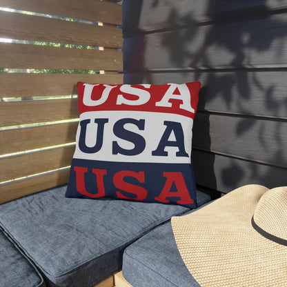 USA Patriotic Throw Pillow | Outdoor Pillows, Red White Blue Americana Accent