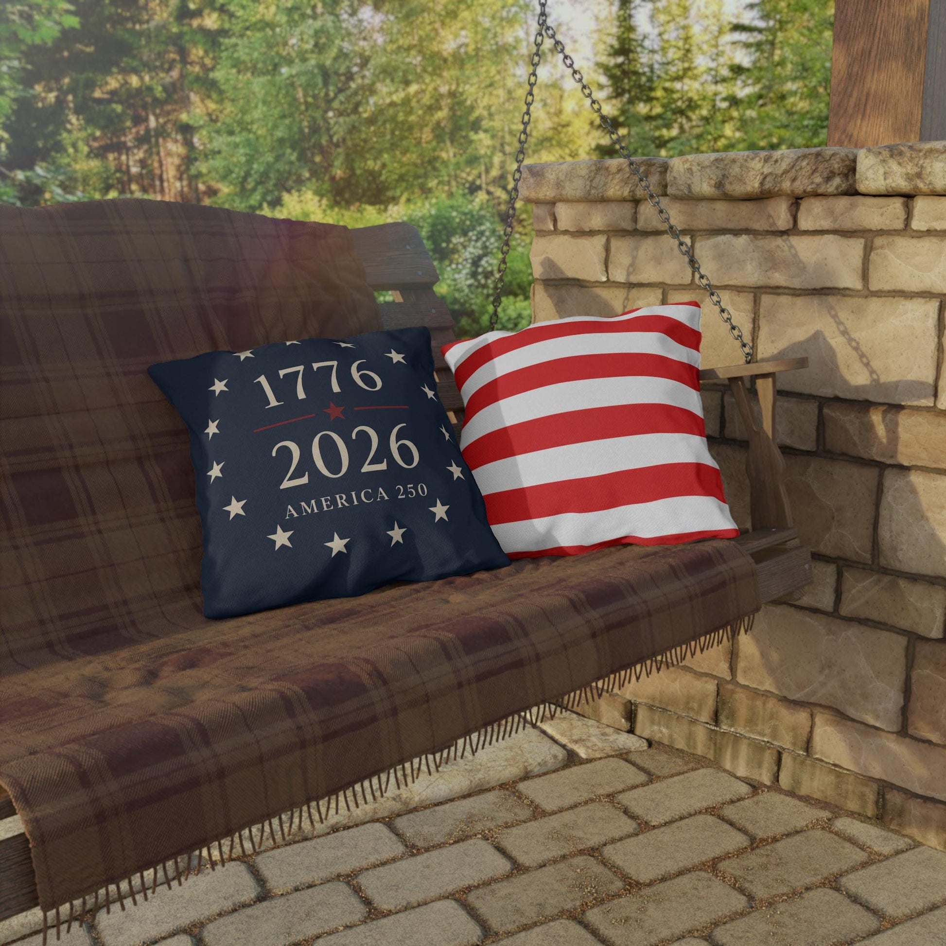 USA Flag Decor Outdoor Pillows | 250th Anniversary Patriotic Pillow
