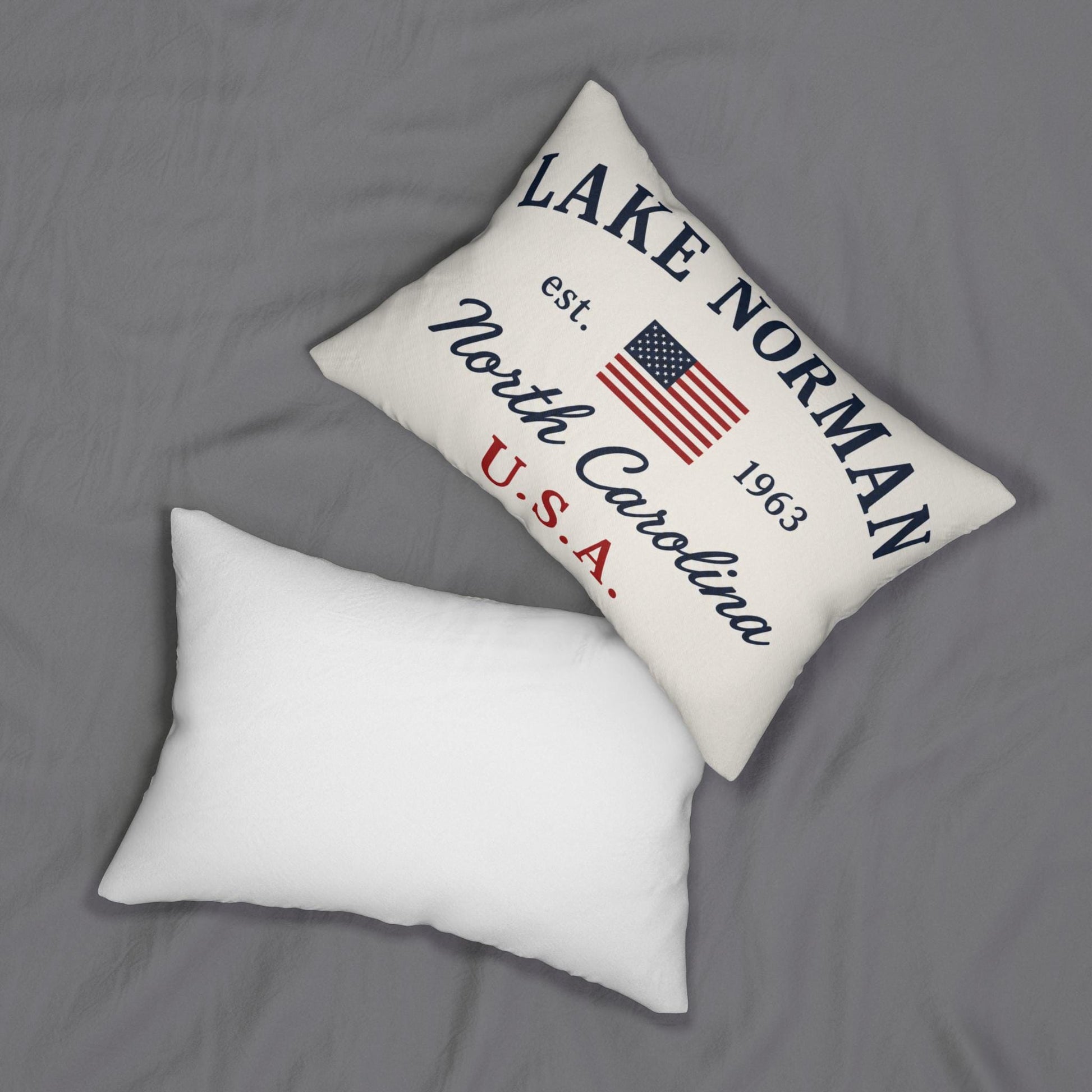 Lake Norman USA Flag Lumbar Pillow 14x20 | Lake House Decor