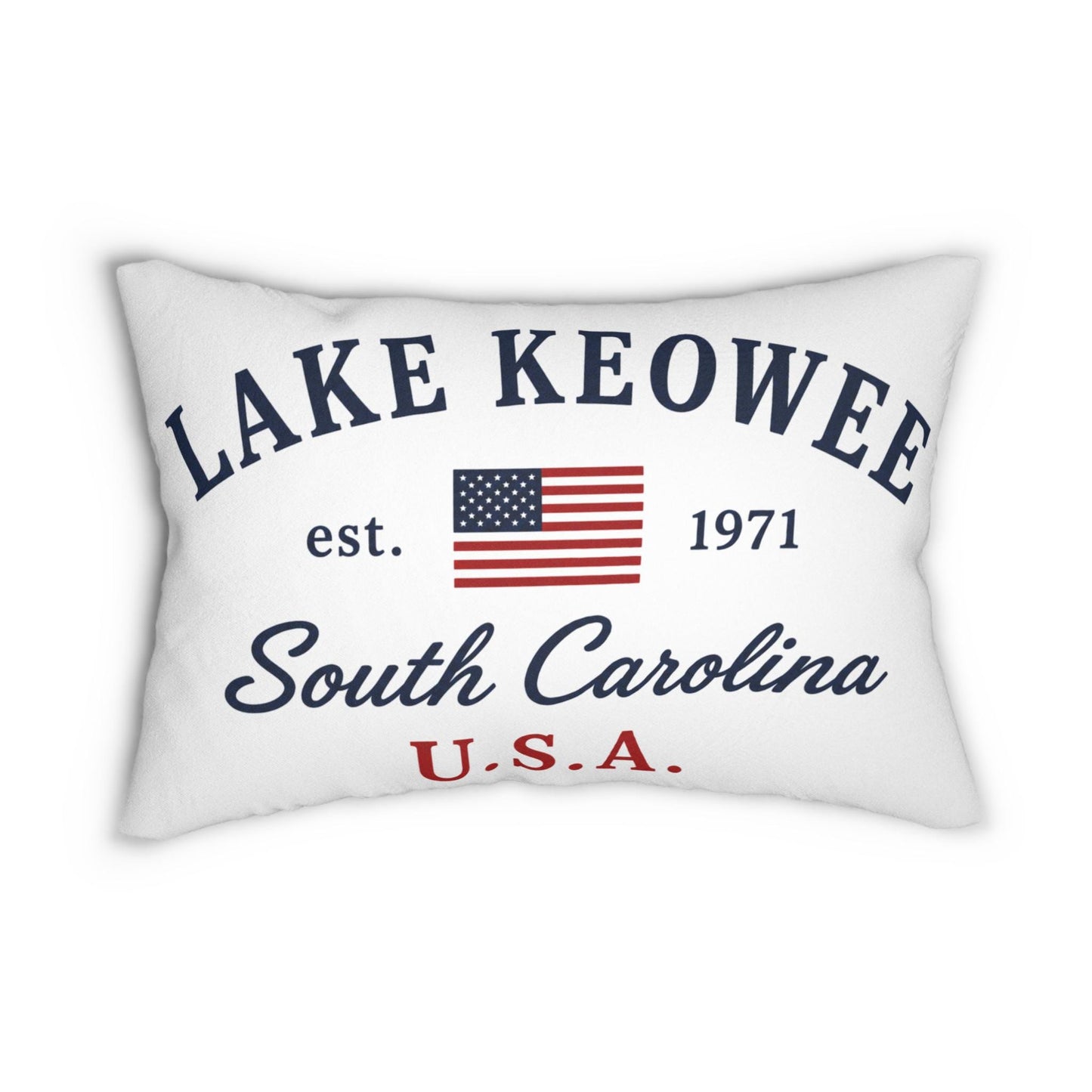 Lake Keowee USA Flag Lumbar Pillow 14x20