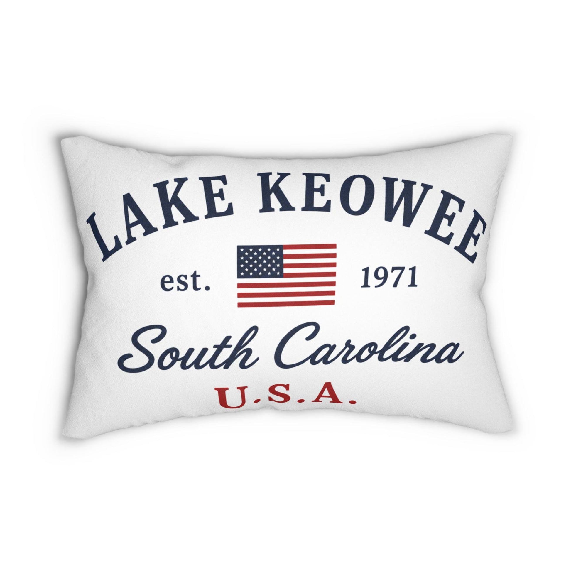 Lake Keowee USA Flag Lumbar Pillow 14x20