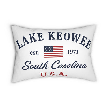Lake Keowee USA Flag Lumbar Pillow 14x20