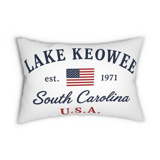 Lake Keowee USA Flag Lumbar Pillow 14x20