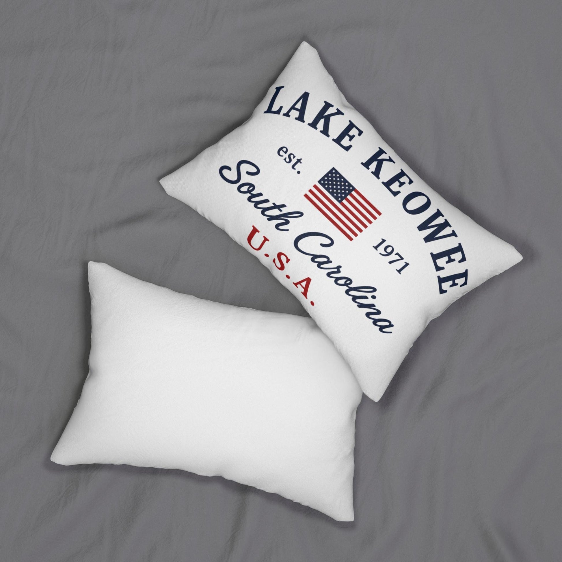 Lake Keowee USA Flag Lumbar Pillow 14x20
