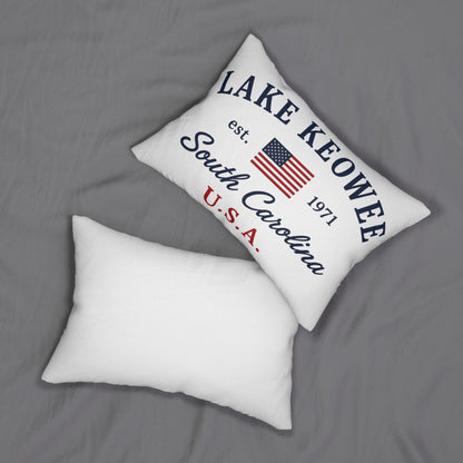 Lake Keowee USA Flag Lumbar Pillow 14x20