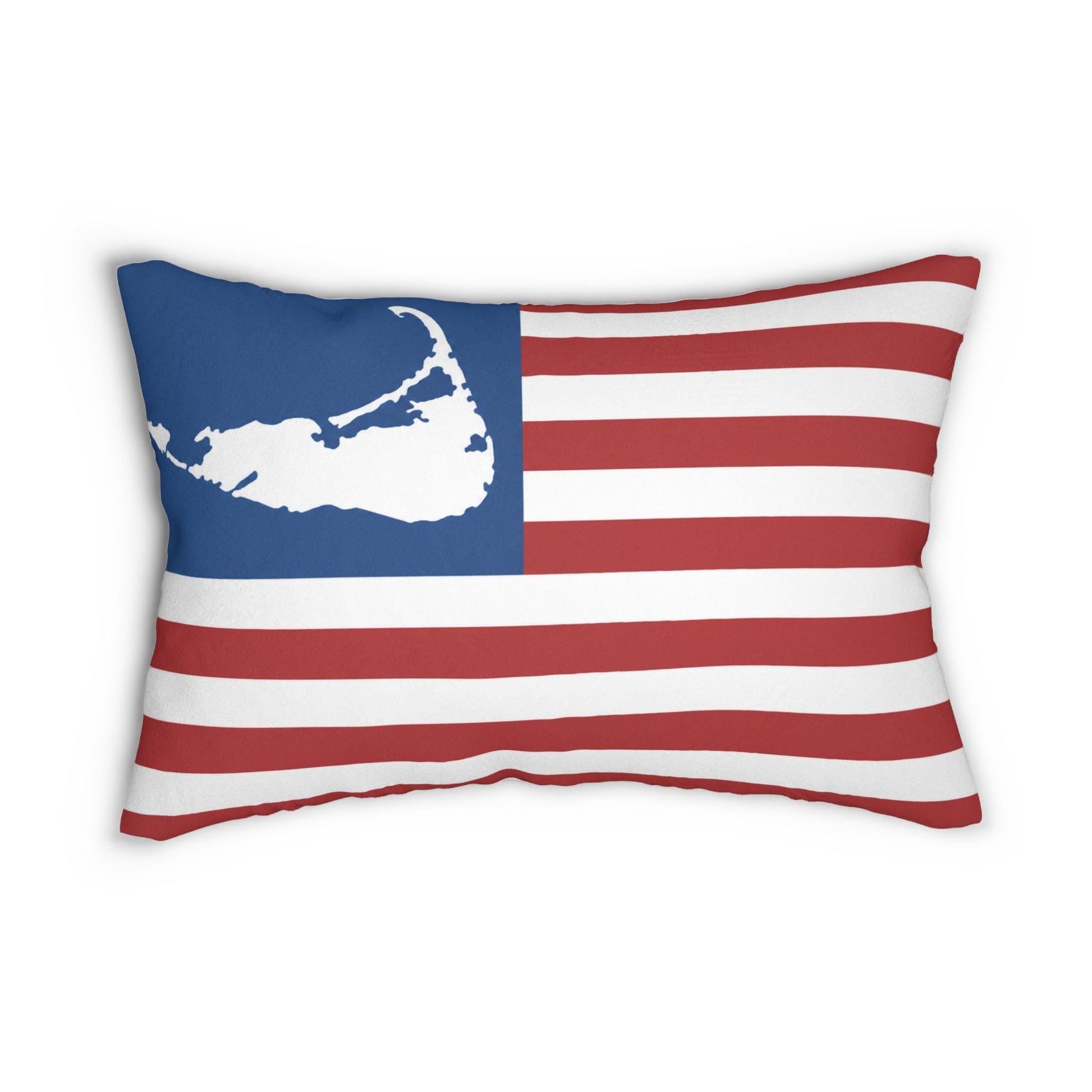 Nantucket USA Flag Lumbar Pillow 14x20, Nautical Coastal Home Decor
