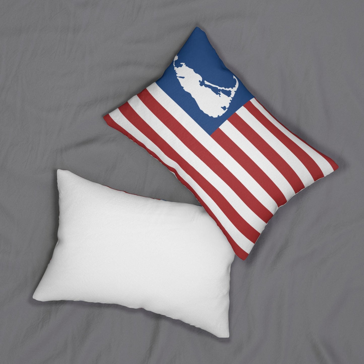 Nantucket USA Flag Lumbar Pillow 14x20, Nautical Coastal Home Decor