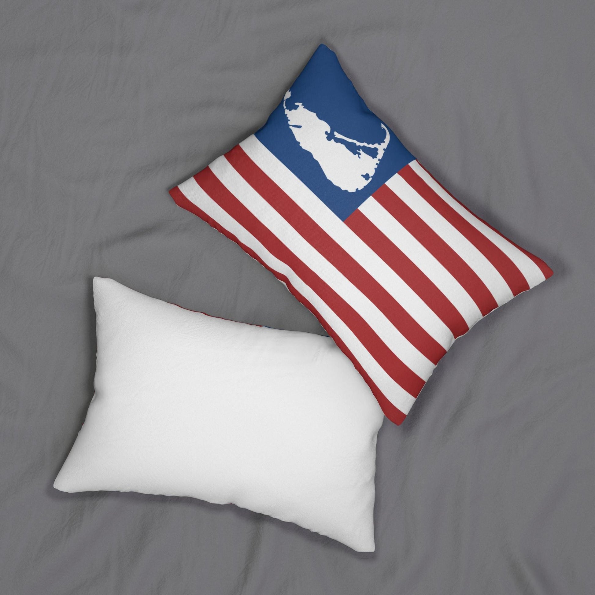 Nantucket USA Flag Lumbar Pillow 14x20, Nautical Coastal Home Decor
