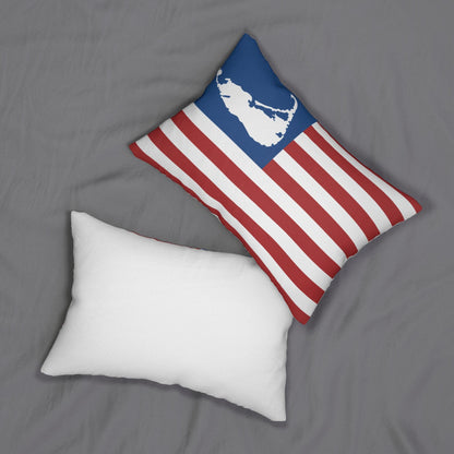 Nantucket USA Flag Lumbar Pillow 14x20, Nautical Coastal Home Decor