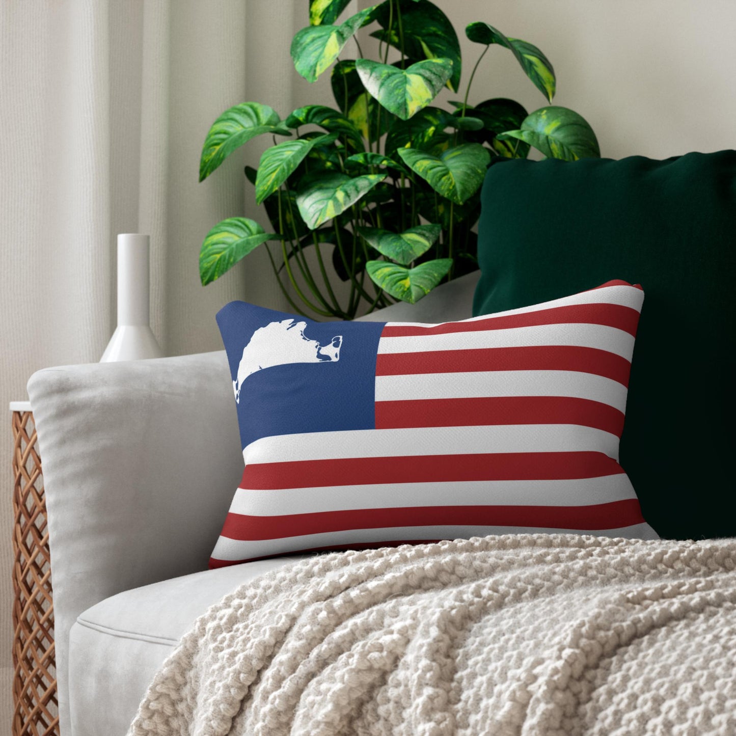 Martha's Vineyard USA Flag Lumbar Pillow | 14x20"