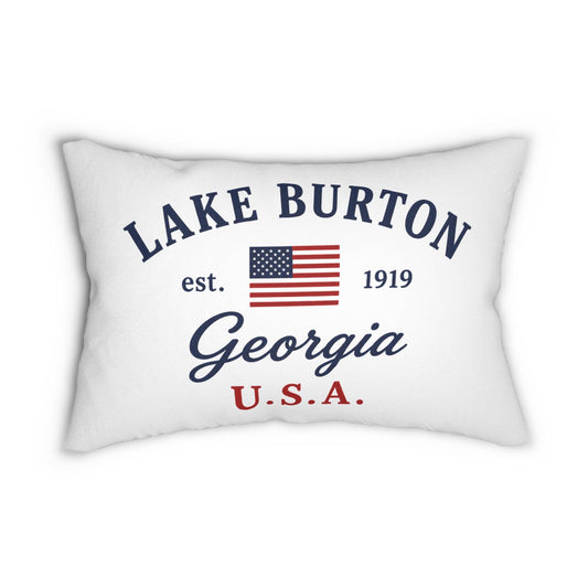 Lake Burton Georgia Nautical Pillow 14x20 Lumbar | GA Lake House Decor