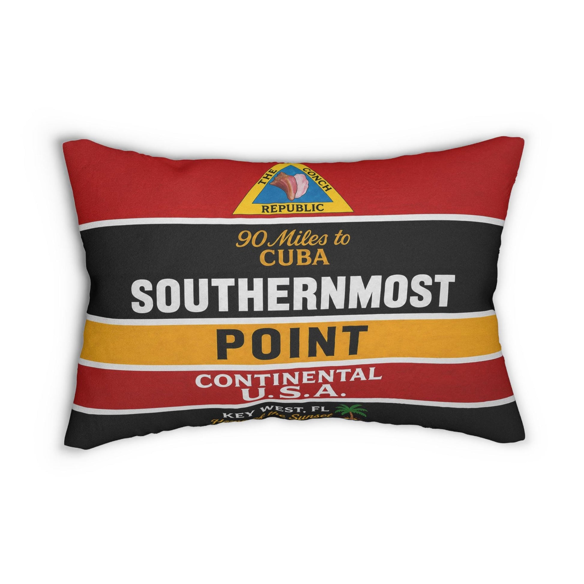 Key West Southernmost Point Lumbar Pillow | Coastal Conch Republic Tropical Decor