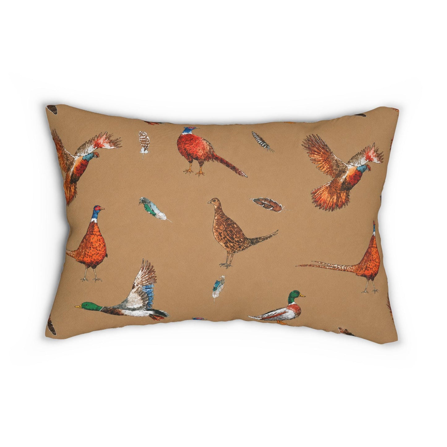 Pheasant & Duck Lumbar Pillow 14x20 | Hunting Lodge Throw Pillow | Rustic Cabin Decor