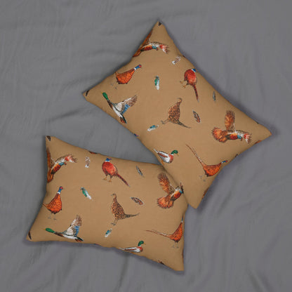 Pheasant & Duck Lumbar Pillow 14x20 | Hunting Lodge Throw Pillow | Rustic Cabin Decor