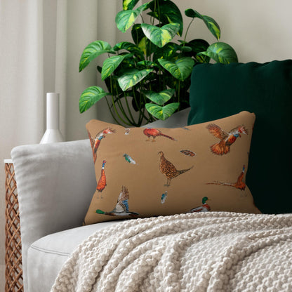 Pheasant & Duck Lumbar Pillow 14x20 | Hunting Lodge Throw Pillow | Rustic Cabin Decor