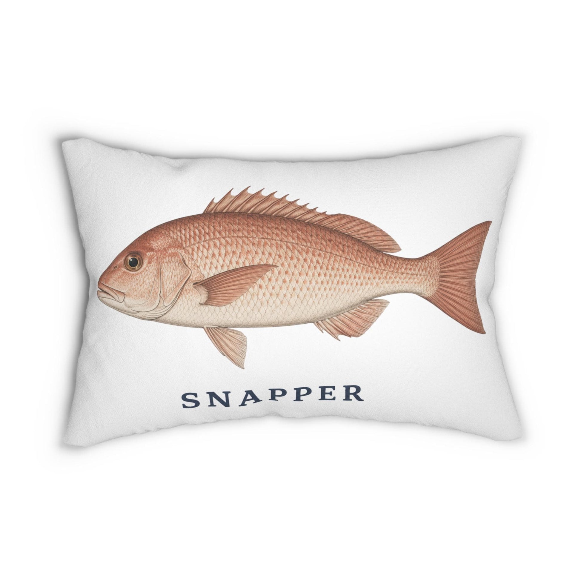 Snapper Fish Lumbar Pillow 14x20, Coastal Fishing Decor