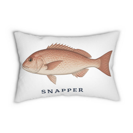 Snapper Fish Lumbar Pillow 14x20, Coastal Fishing Decor