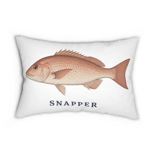 Snapper Fish Lumbar Pillow 14x20, Coastal Fishing Decor