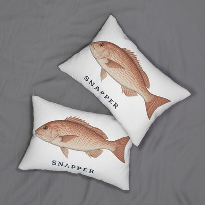 Snapper Fish Lumbar Pillow 14x20, Coastal Fishing Decor