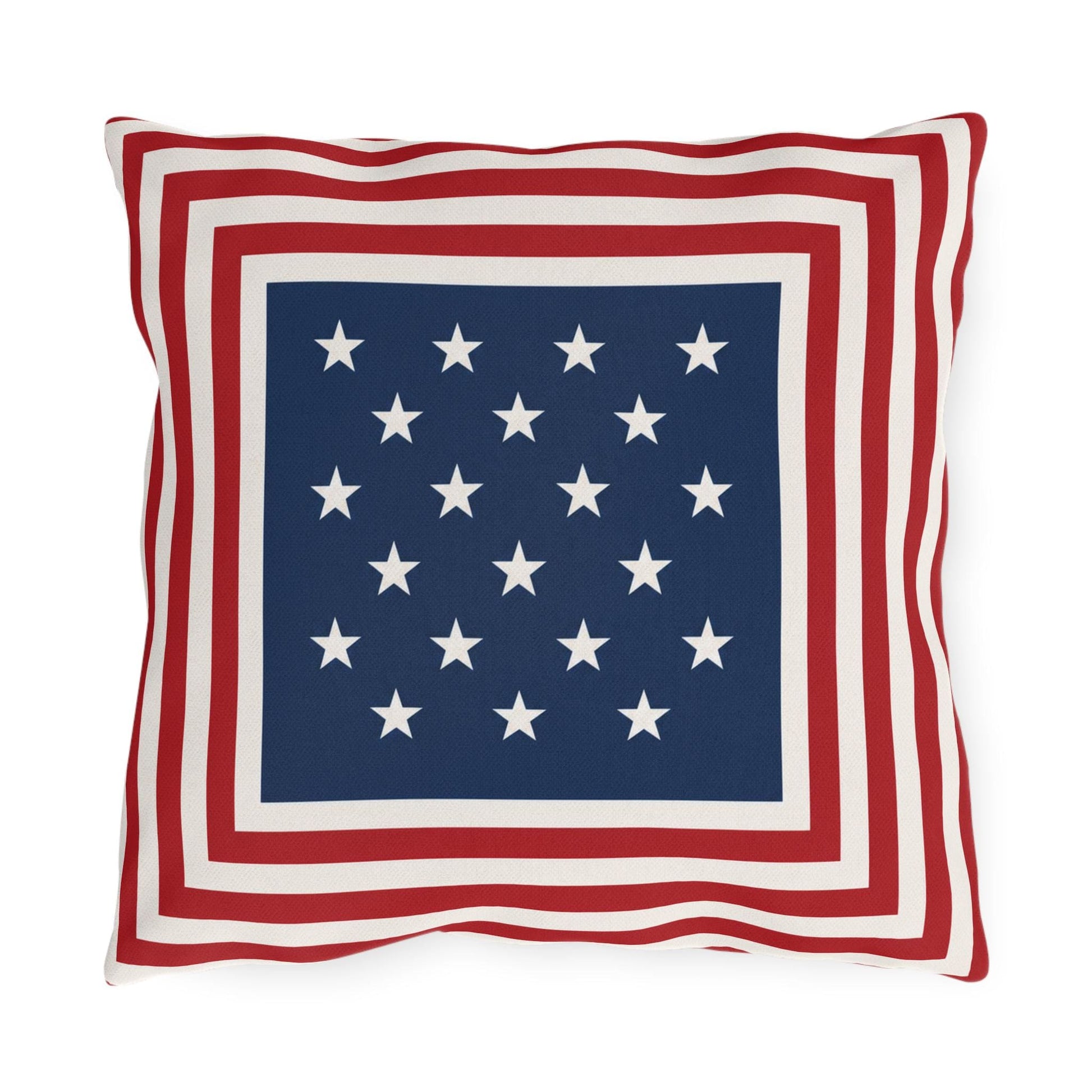 Patriotic Stars & Stripes Outdoor Pillows | Red White Blue Americana Coastal Decor