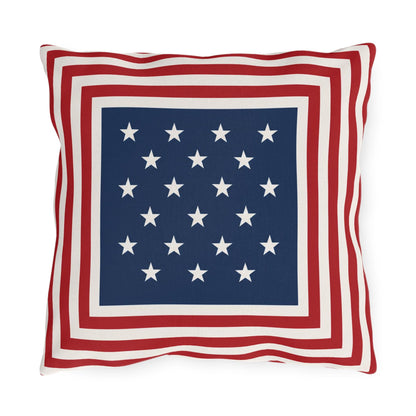 Patriotic Stars & Stripes Outdoor Pillows | Red White Blue Americana Coastal Decor