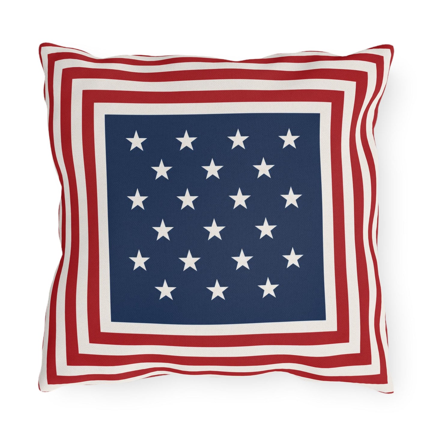 Patriotic Stars & Stripes Outdoor Pillows | Red White Blue Americana Coastal Decor