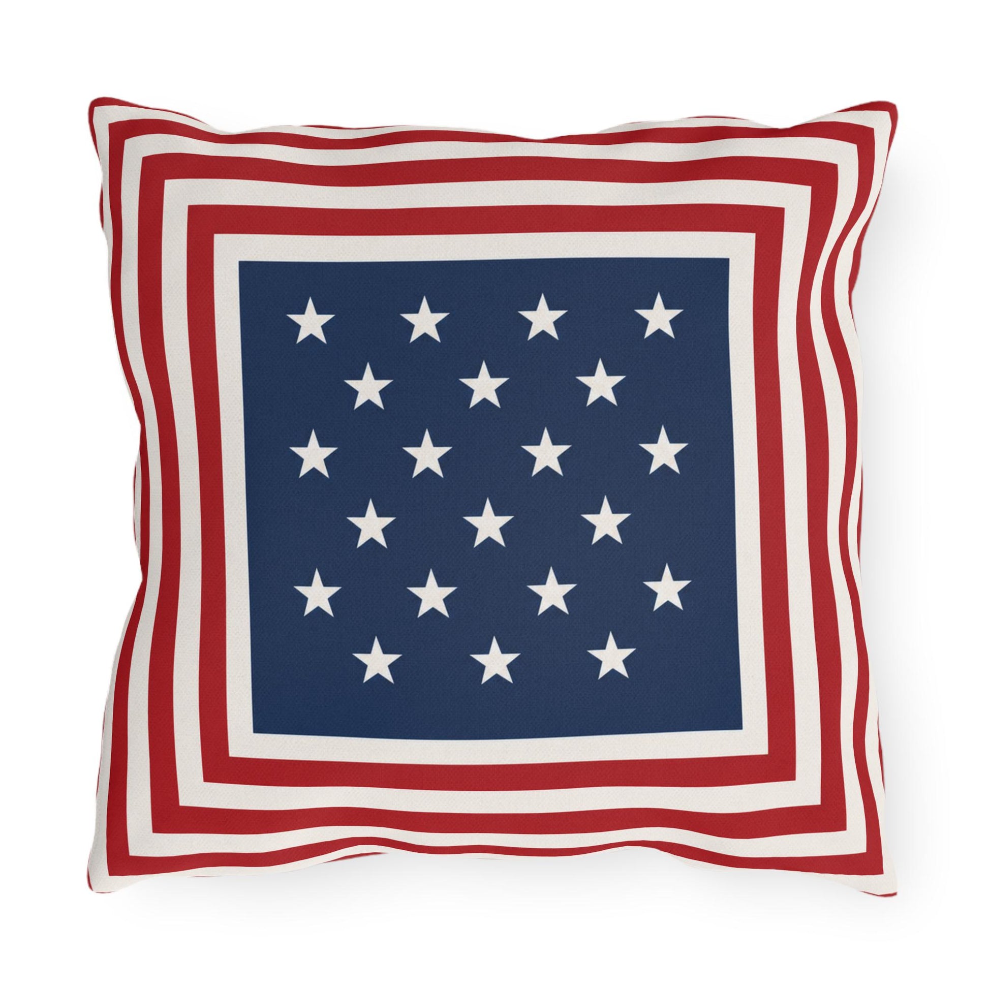 Patriotic Stars & Stripes Outdoor Pillows | Red White Blue Americana Coastal Decor
