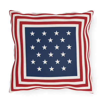 Patriotic Stars & Stripes Outdoor Pillows | Red White Blue Americana Coastal Decor