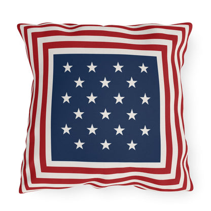 Patriotic Stars & Stripes Outdoor Pillows | Red White Blue Americana Coastal Decor