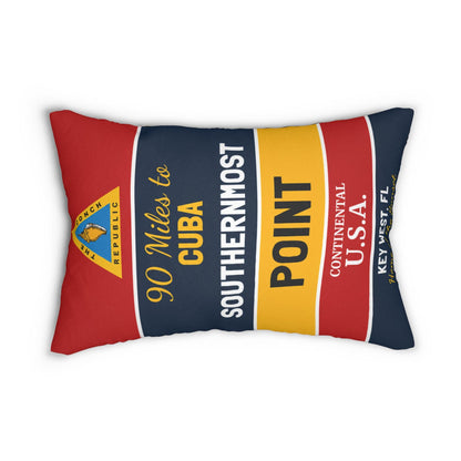 Key West Southernmost Point Lumbar Pillow | Coastal Conch Republic Tropical Decor