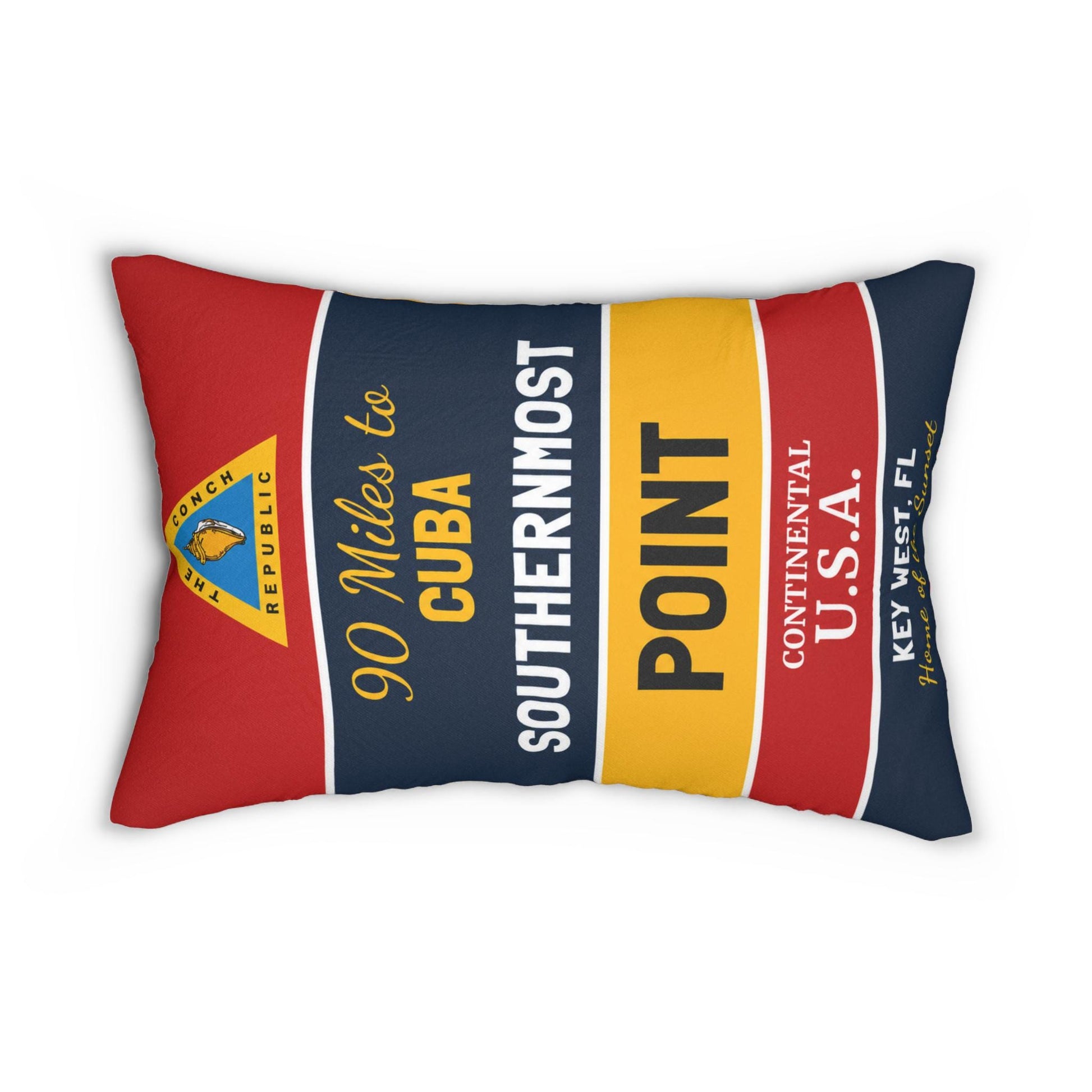 Key West Southernmost Point Lumbar Pillow | Coastal Conch Republic Tropical Decor