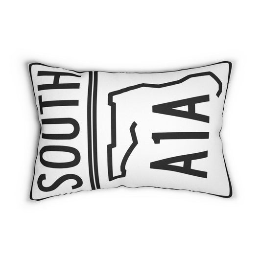 Florida Highway A1A Coastal Lumbar Pillow | 14x20 Beach House Decor