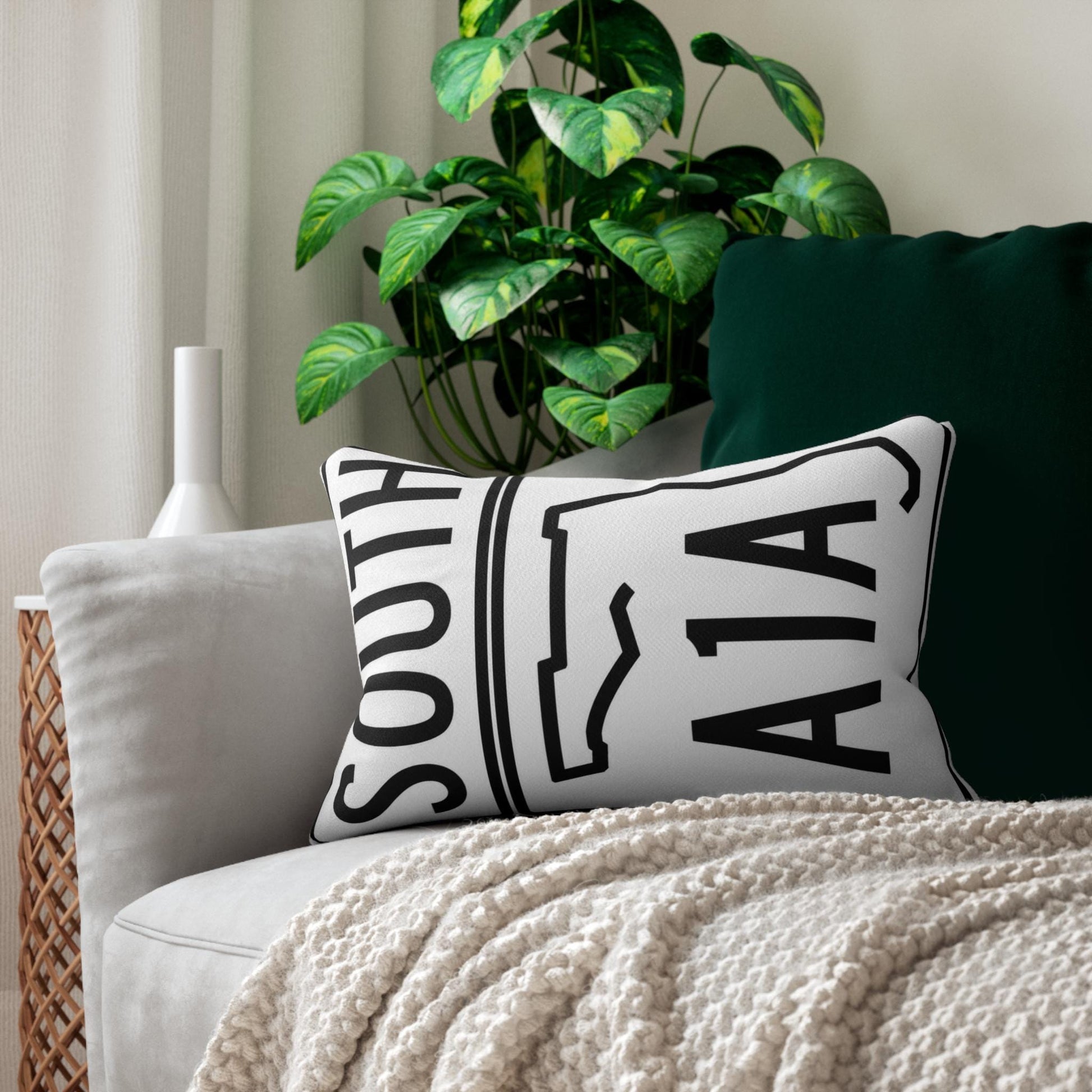 Florida Highway A1A Coastal Lumbar Pillow | 14x20 Beach House Decor