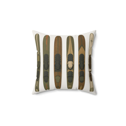 Muted Vintage Water Ski Lake House Pillow | Nautical Cabin Throw